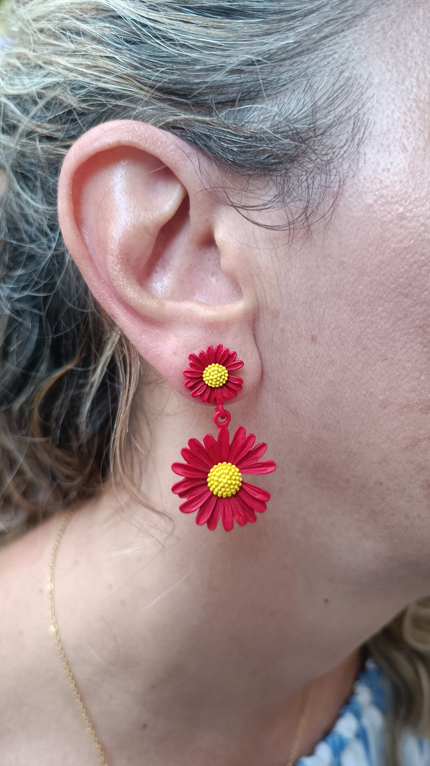Pendientes Margarita Roja