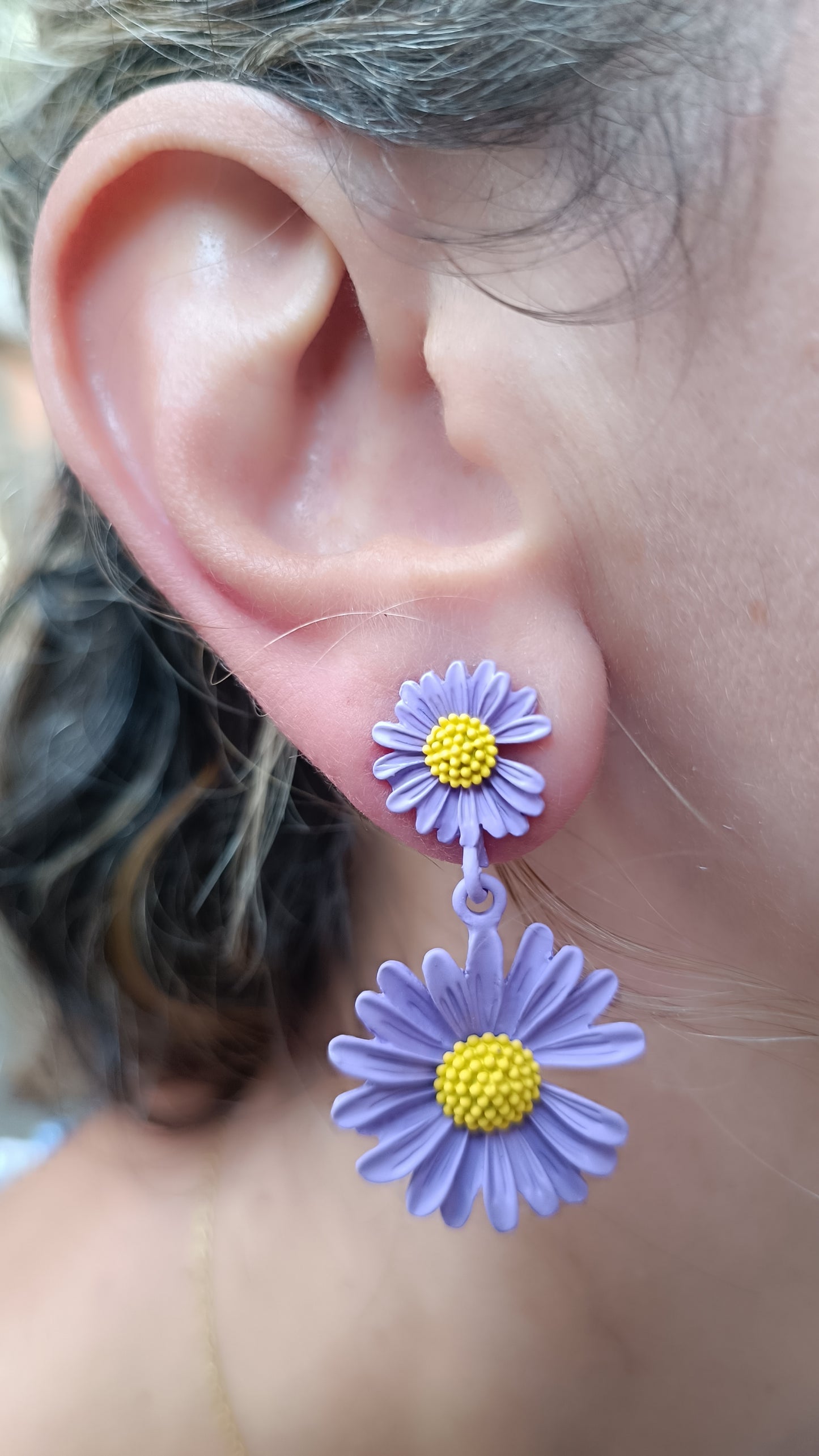 Pendientes Margaritas Violeta